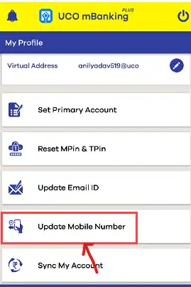 update mobile number ke option par click kare